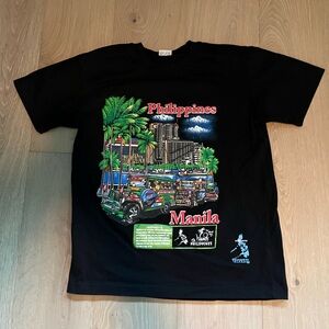 Vintage “Philippines” and “Manila” “Handpainted” Dibuho Black Vacation T-Shirt